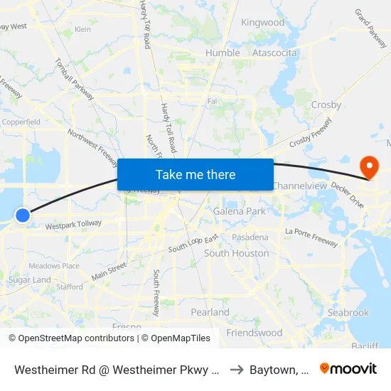 Westheimer Rd @ Westheimer Pkwy MB to Baytown, TX map
