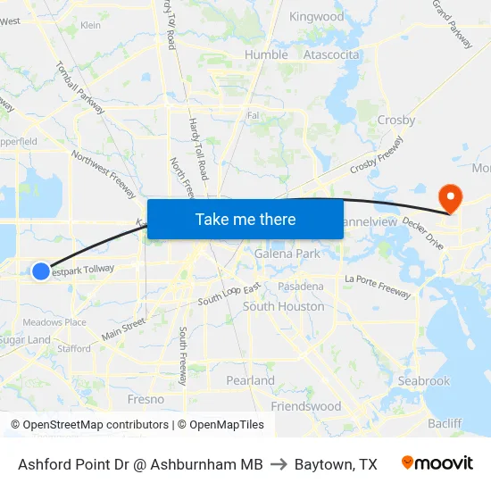 Ashford Point Dr @ Ashburnham MB to Baytown, TX map