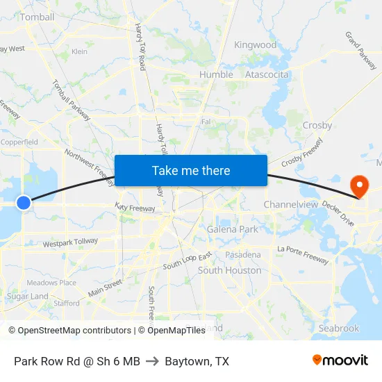 Park Row Rd @ Sh 6 MB to Baytown, TX map