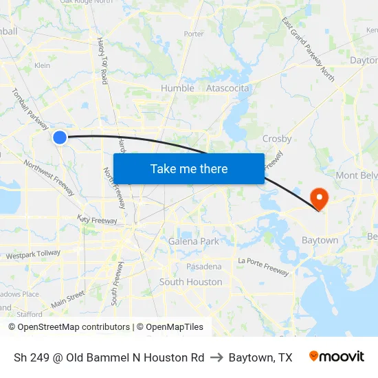 Sh 249 @ Old Bammel N Houston Rd to Baytown, TX map