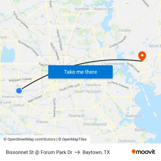 Bissonnet St @ Forum Park Dr to Baytown, TX map