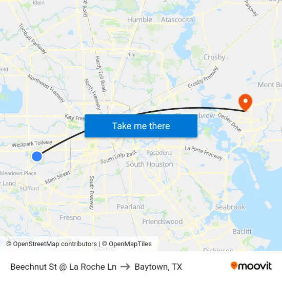 Beechnut St @ La Roche Ln to Baytown, TX map