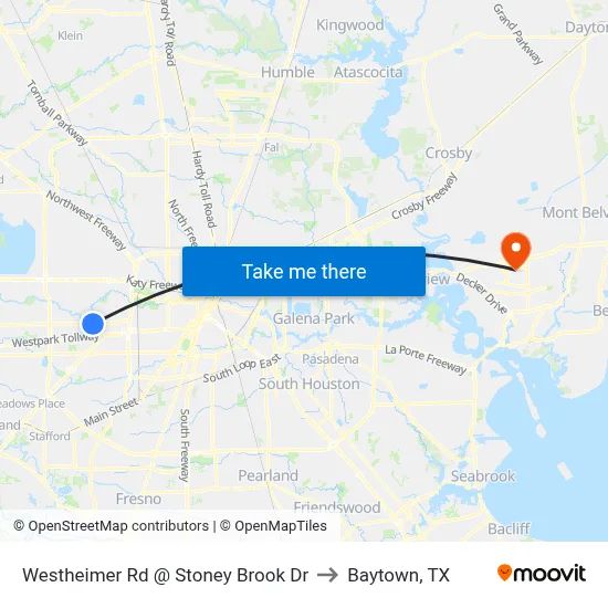 Westheimer Rd @ Stoney Brook Dr to Baytown, TX map
