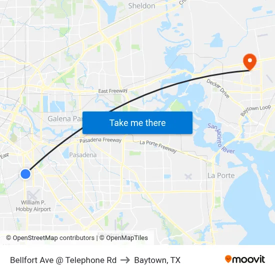Bellfort Ave @ Telephone Rd to Baytown, TX map