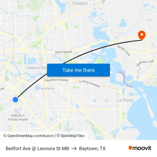 Bellfort Ave @ Leonora St MB to Baytown, TX map