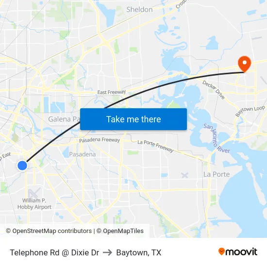 Telephone Rd @ Dixie Dr to Baytown, TX map