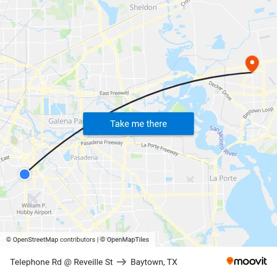 Telephone Rd @ Reveille St to Baytown, TX map