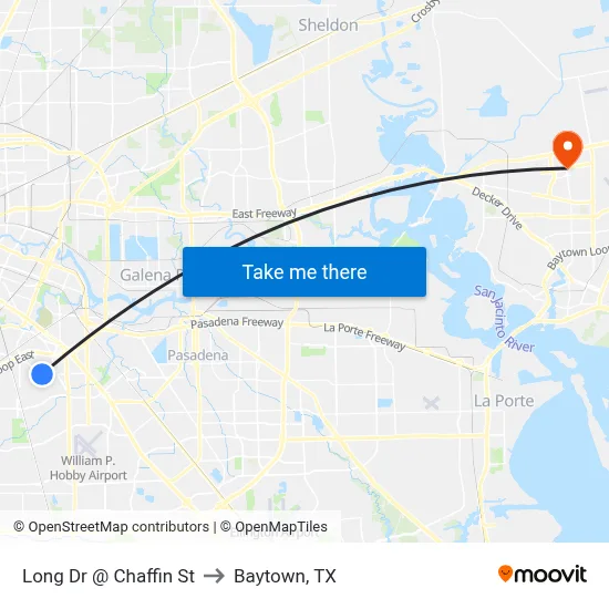 Long Dr @ Chaffin St to Baytown, TX map