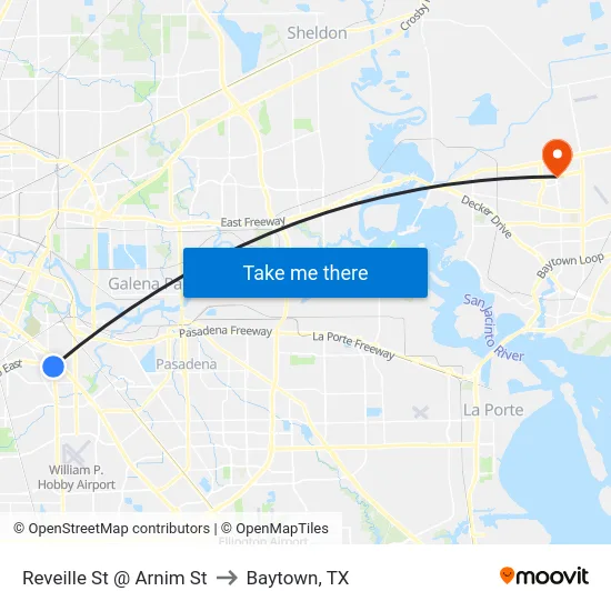 Reveille St @ Arnim St to Baytown, TX map