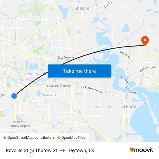 Reveille St @ Thurow St to Baytown, TX map
