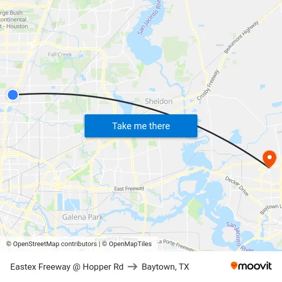 Eastex Freeway @ Hopper Rd to Baytown, TX map