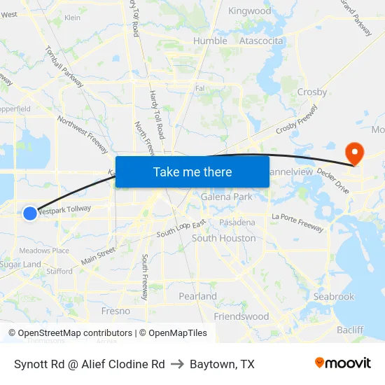 Synott Rd @ Alief Clodine Rd to Baytown, TX map