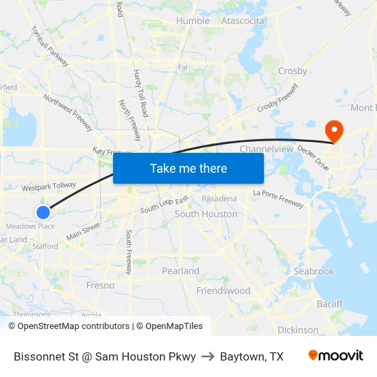 Bissonnet St @ Sam Houston Pkwy to Baytown, TX map