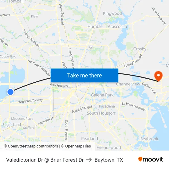 Valedictorian Dr @ Briar Forest Dr to Baytown, TX map