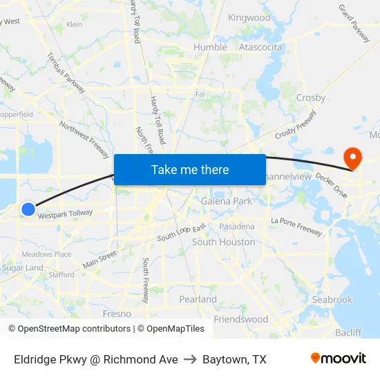 Eldridge Pkwy @ Richmond Ave to Baytown, TX map