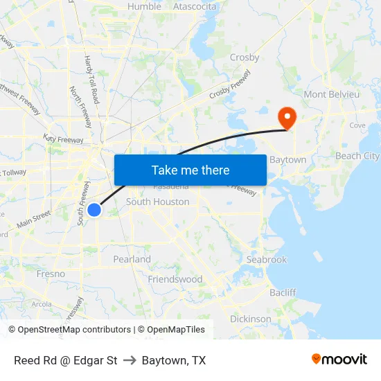 Reed Rd @ Edgar St to Baytown, TX map