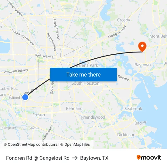 Fondren Rd @ Cangelosi Rd to Baytown, TX map