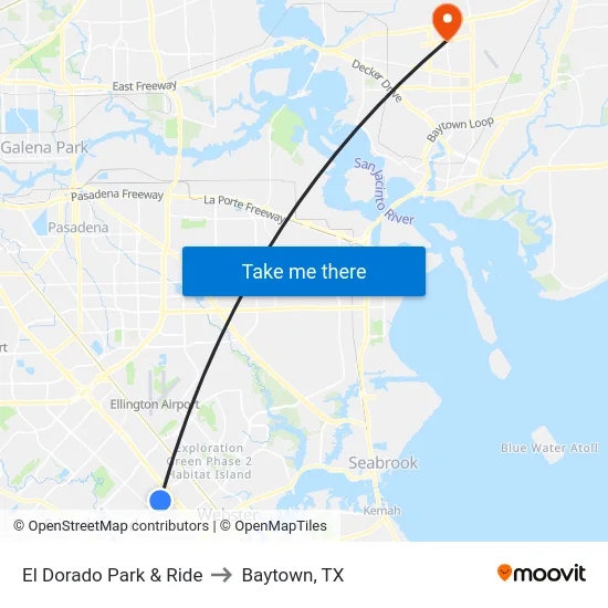 El Dorado Park & Ride to Baytown, TX map