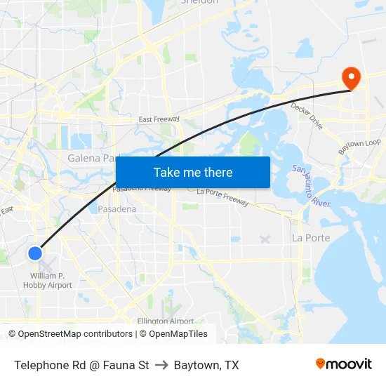 Telephone Rd @ Fauna St to Baytown, TX map