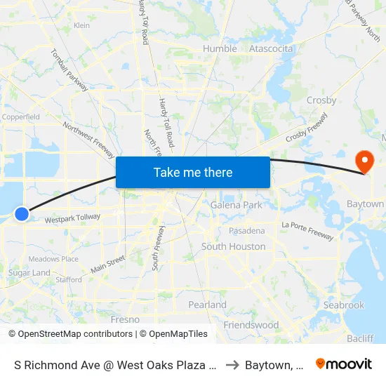 S Richmond Ave @ West Oaks Plaza Dr to Baytown, TX map