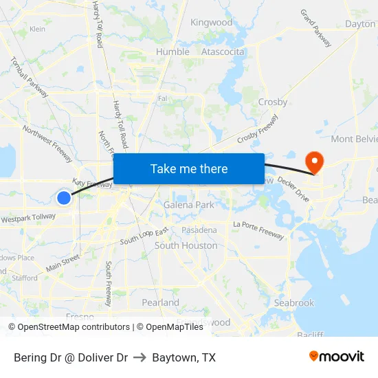 Bering Dr @ Doliver Dr to Baytown, TX map
