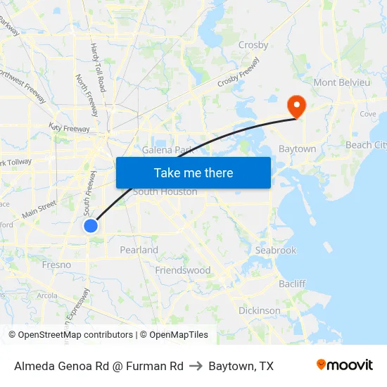 Almeda Genoa Rd @ Furman Rd to Baytown, TX map