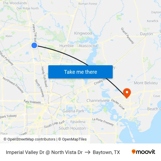 Imperial Valley Dr @ North Vista Dr to Baytown, TX map
