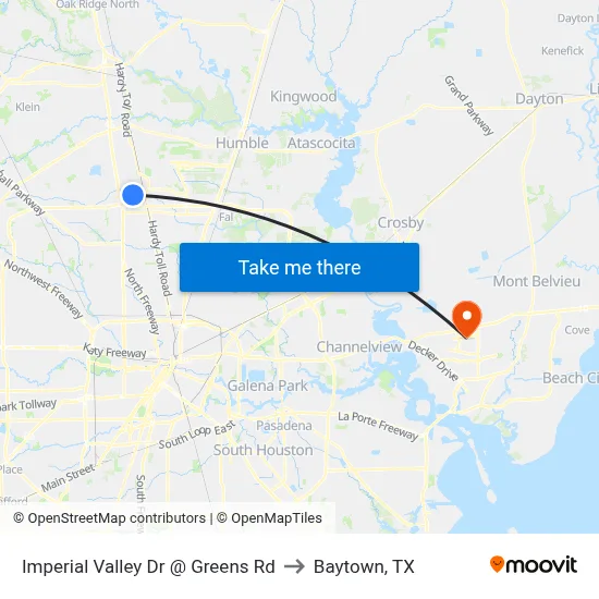 Imperial Valley Dr @ Greens Rd to Baytown, TX map