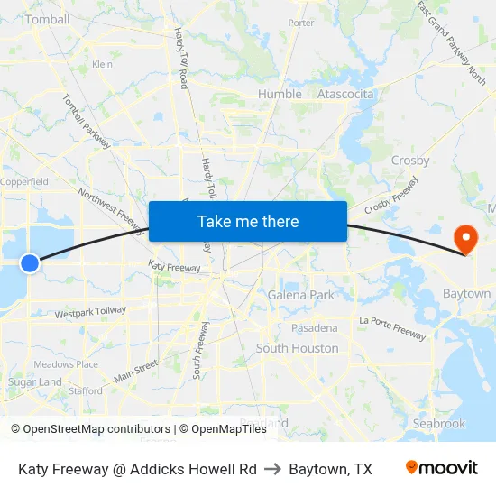 Katy Freeway @ Addicks Howell Rd to Baytown, TX map