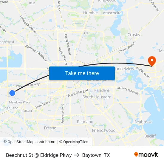 Beechnut St @ Eldridge Pkwy to Baytown, TX map