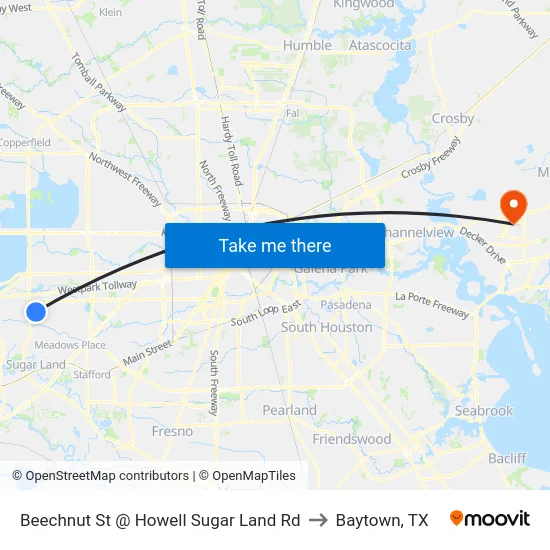 Beechnut St @ Howell Sugar Land Rd to Baytown, TX map