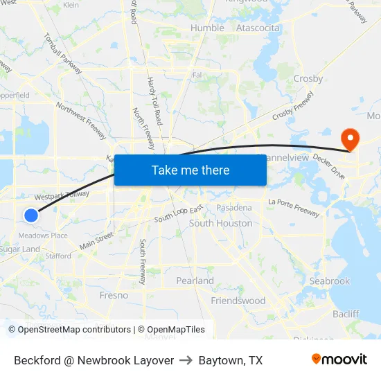 Beckford @ Newbrook Layover to Baytown, TX map