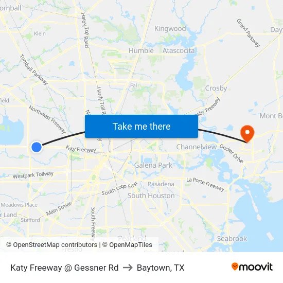 Katy Freeway @ Gessner Rd to Baytown, TX map