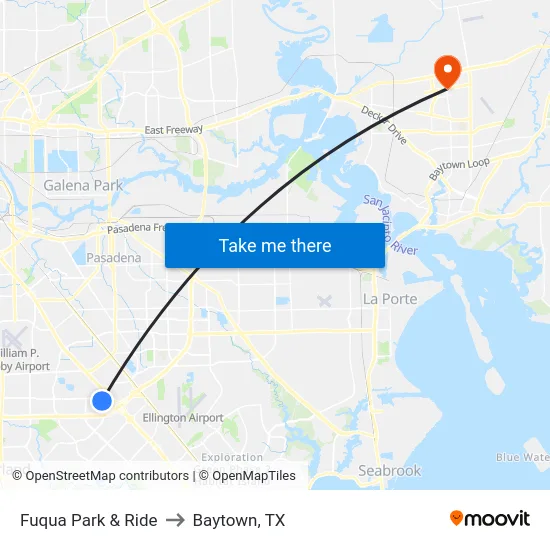 Fuqua Park & Ride to Baytown, TX map