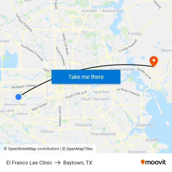 El Franco Lee Clinic to Baytown, TX map