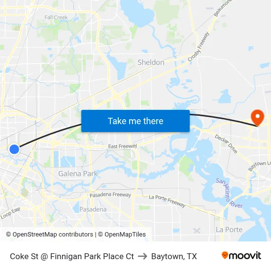 Coke St @ Finnigan Park Place Ct to Baytown, TX map