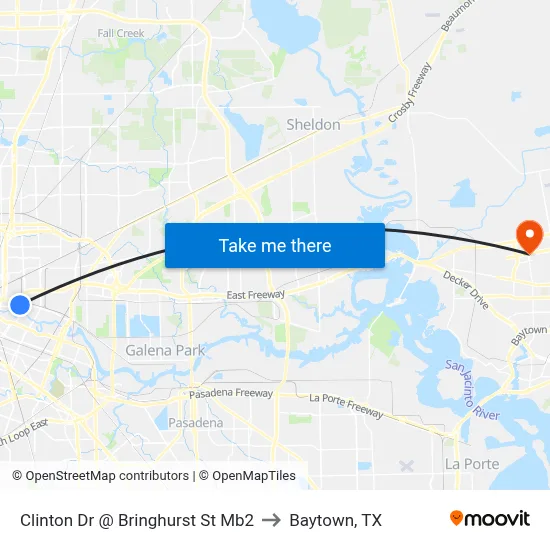 Clinton Dr @ Bringhurst St Mb2 to Baytown, TX map