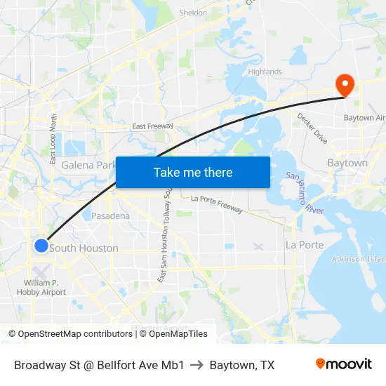 Broadway St @ Bellfort Ave Mb1 to Baytown, TX map