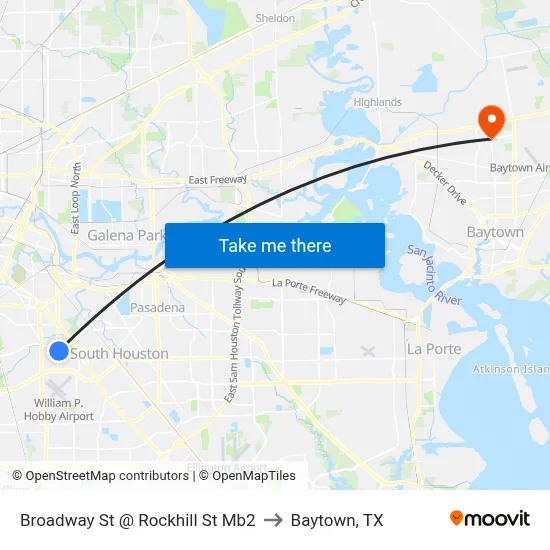 Broadway St @ Rockhill St Mb2 to Baytown, TX map