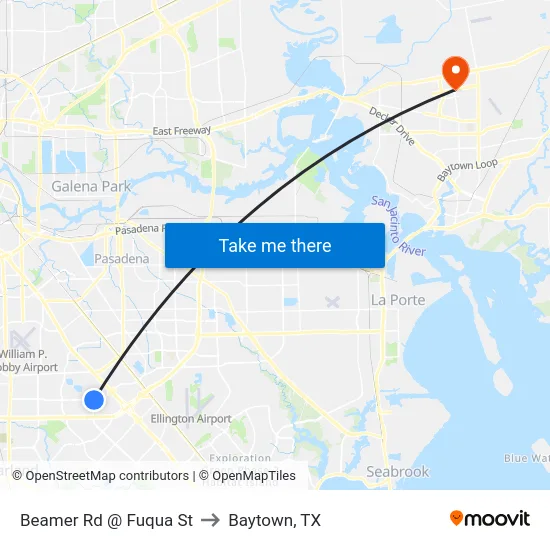 Beamer Rd @ Fuqua St to Baytown, TX map