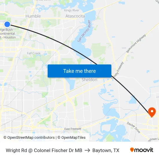 Wright Rd @ Colonel Fischer Dr MB to Baytown, TX map