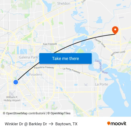Winkler Dr @ Barkley Dr to Baytown, TX map