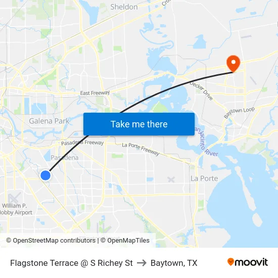 Flagstone Terrace @ S Richey St to Baytown, TX map