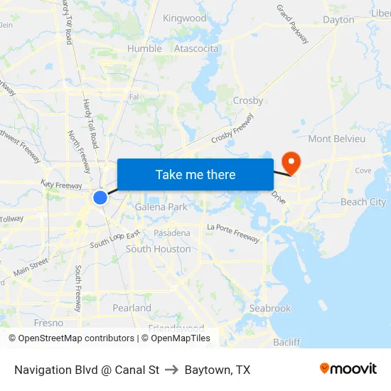Navigation Blvd @ Canal St to Baytown, TX map