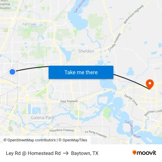 Ley Rd @ Homestead Rd MB to Baytown, TX map