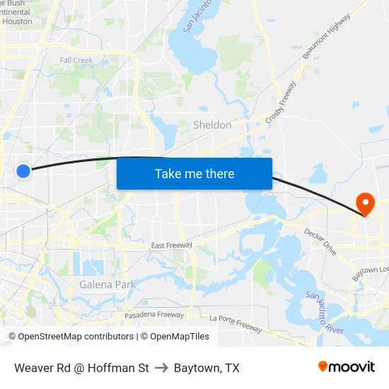 Weaver Rd @ Hoffman St to Baytown, TX map