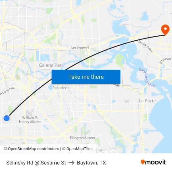 Selinsky Rd @ Sesame St to Baytown, TX map