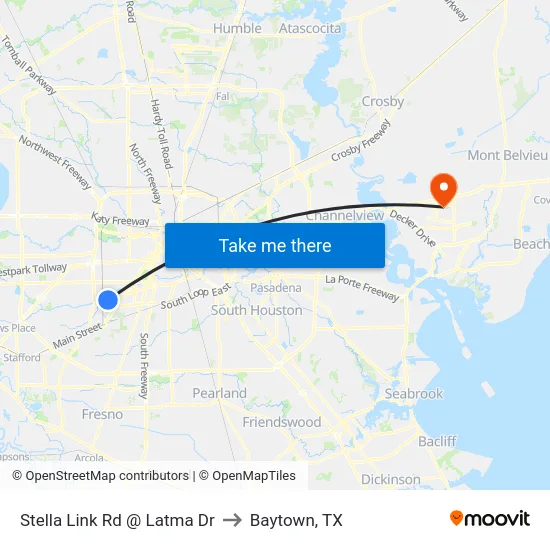 Stella Link Rd @ Latma Dr to Baytown, TX map