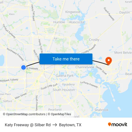 Katy Freeway @ Silber Rd to Baytown, TX map