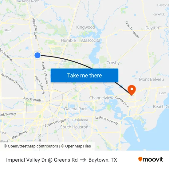 Imperial Valley Dr @ Greens Rd to Baytown, TX map
